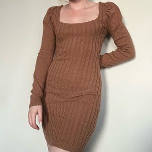 NEW Fashion Nova Brown Sweater Mini Dress